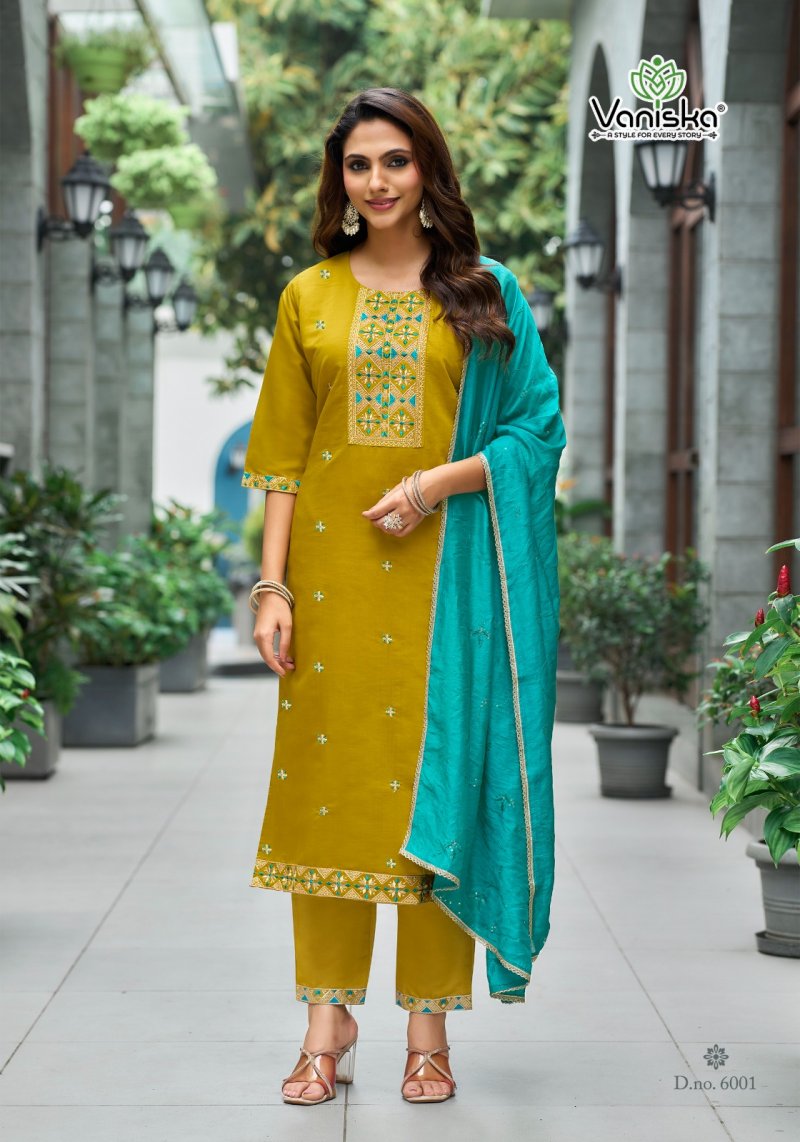 Fiza Vol 6 By Vaniska Roman Silk Kurti With Bottom Dupatta 